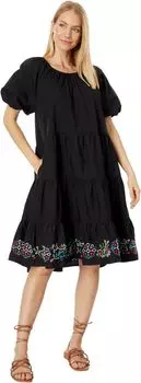 Платье Johnny Was Amanza Eyelet Mini Dress, черный