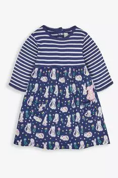 Платье JoJo Maman Bb Combo с цветочными мотивами и животным принтом Jojo Maman Bb, синий