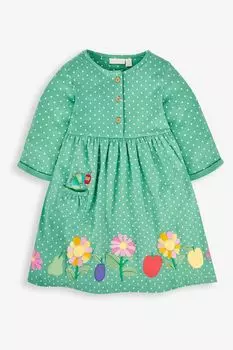 Платье JoJo Maman Bb The Very Hungry Caterpillar для девочек с аппликацией и пуговицами спереди Jojo Maman Bb