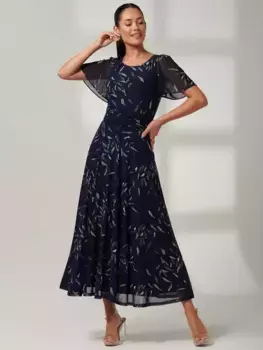 Платье Jolie Moi Elvira Leaf Print Maxi, цвет navy/multi