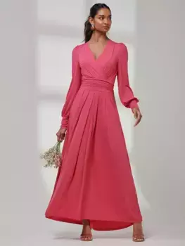 Платье Jolie Moi Guilia Long Sleeve Maxi, цвет hot/pink