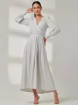 Платье Jolie Moi Long Sleeve Soft Silky Jersey Maxi, цвет pearl