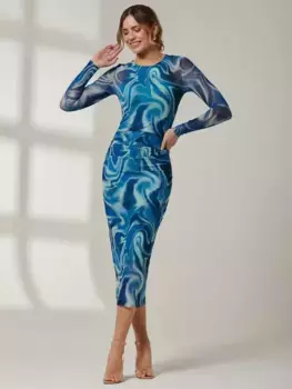 Платье Jolie Moi Mabyn Mesh Midi, цвет blue/multi