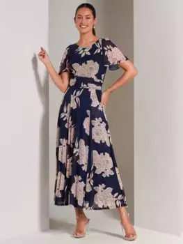 Платье Jolie Moi Paityn Floral Print Mesh Maxi, цвет navy/multi
