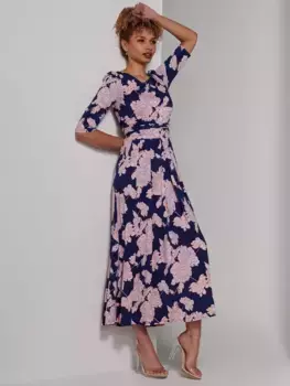 Платье Jolie Moi Parker Floral Print Midi, темно-синий