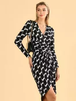 Платье Jolie Moi Phebe с геометрическим узором, черный