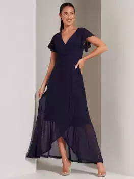 Платье Jolie Moi Racquell Mesh Wrap Neck Maxi, темно-синий