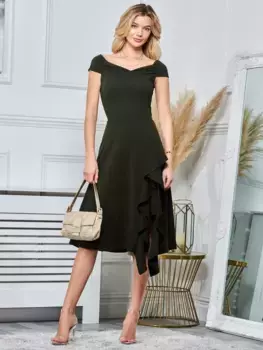 Платье Jolie Moi Skylar Off Shoulder Ruffle Hem, цвет soldier/green