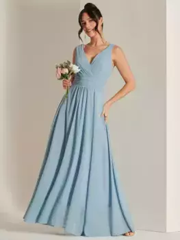 Платье Jolie Moi Wrap Front Chiffon Maxi, цвет dusty/blue