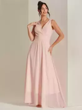 Платье Jolie Moi Wrap Front Chiffon Maxi, цвет blush