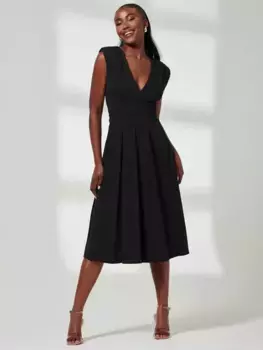 Платье Jolie Moi Yuina Scuba Pleated Flare Midi, черный