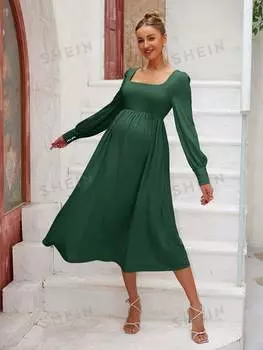 Платье Joyfunear для беременных с квадратным вырезом, зеленый