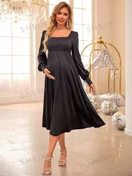 Платье Joyfunear для беременных с квадратным вырезом, черный