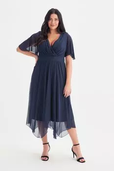 Платье Julie с асимметричным струящимся низом Scarlett & Jo, синий