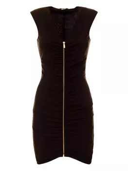 Платье Just Cavalli со сборками на молнии спереди, черный