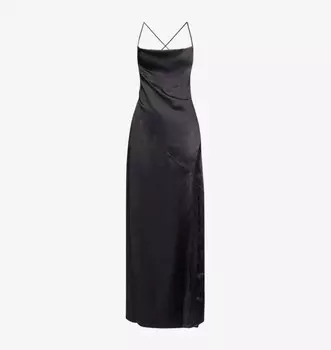 Платье Kacie из атласа макси с воротником-хомутиком и кружевной отделкой 4Th & Reckless, черный