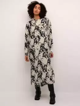 Платье KAFFE Louise Abstract Print Shirt, цвет black/cream