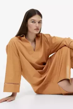 Платье-кафтан из смесового льна H&M, бежевый