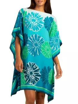 Платье-кафтан с цветочным принтом Theodora Trina Turk, разноцветный