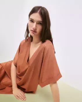 Платье-кафтан с короткими рукавами Tintoretto, коричневый