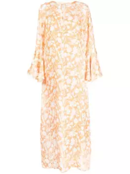 Платье-кафтан с оборками и цветочным принтом Bambah, оранжевый