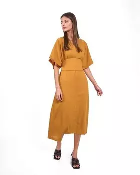 Платье-кафтан с поясом Tanuca, горчичный