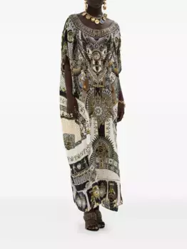 Платье-кафтан с принтом «Храмы Дендары» Camilla, нейтральный