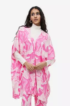 Платье-кафтан с v-образным вырезом H&M, розовый