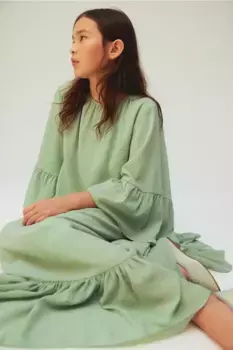 Платье-кафтан с воланами H&M, зеленый