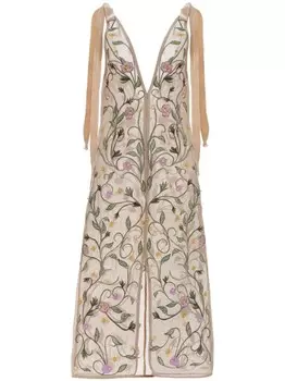 Платье-кафтан Suspiro Estelar с вышивкой Agua By Agua Bendita, бежевый