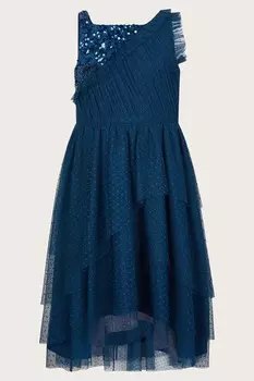 Платье Кайли с пайетками на плечах Monsoon, синий