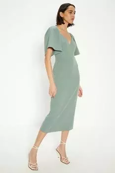 Платье-карандаш из крепа с вырезами Oasis, зеленый