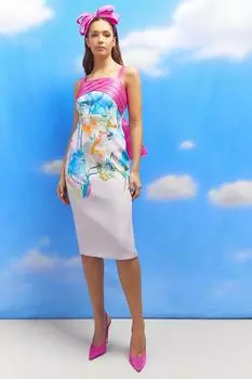 Платье-карандаш Lisa Tan со вставками и лифом из твила с рюшами на спине Coast, розовый