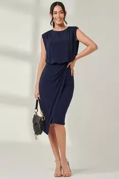 Платье карандаш с драпировкой и ярусами Jolie Moi, синий