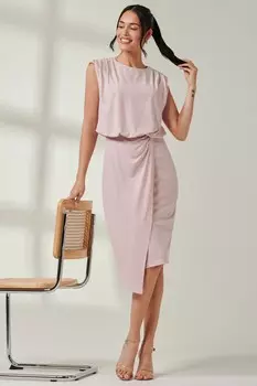 Платье карандаш с драпировкой и ярусами Jolie Moi, розовый