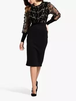 Платье-карандаш с лифом и вышивкой HotSquash, черный