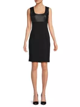 Платье-карандаш с отделкой из искусственной кожи Ponte Patrizia Luca, черный