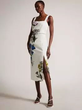Платье-карандаш с вышивкой Ted Baker Jasmine, белый/разноцветный