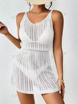 Платье-кардиган Shein Swim Vcay с вырезами, белый