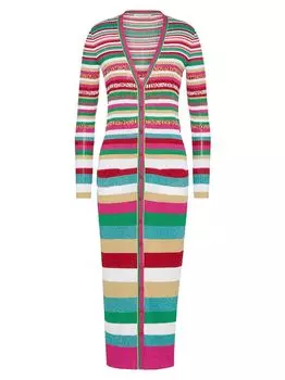 Платье-кардиган в полоску с люрексом Valentino, разноцветный