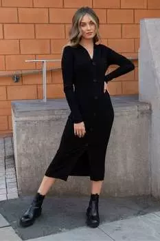 Платье кардигана фигурной вязки в рубчик Threadbare, черный