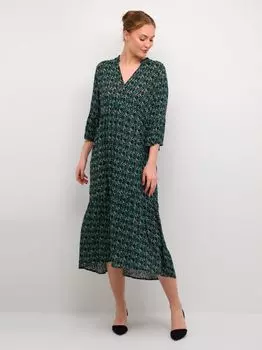 Платье Karina Ecovero из вискозы янтарного цвета из KAFFE, зеленый цветок и лист