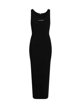 Платье Karl Lagerfeld Dress Rib-Knit Sleeveless, черный