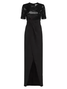 Платье Keagan с короткими рукавами и пайетками Halston, черный