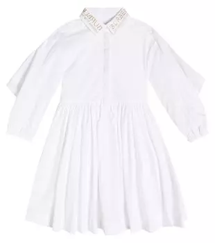 Платье-кейп из хлопкового поплина с вышивкой Burberry, белый