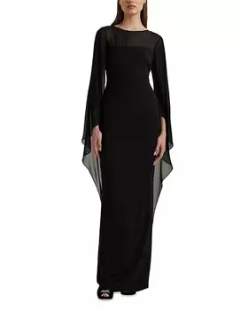 Платье-кейп Lauren Ralph Lauren Georgette, черный
