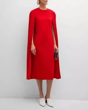 Платье-кейп миди-футляр Stella McCartney, цвет Lipstick Re