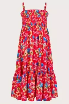 Платье Kendal с тропическим цветочным принтом Monsoon, красный
