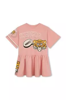 Платье Kenzo Kids из хлопка для девочек Kenzo kids, розовый