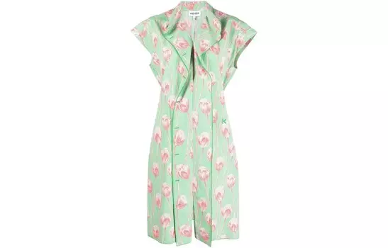 Платье Kenzo с короткими рукавами, зеленый